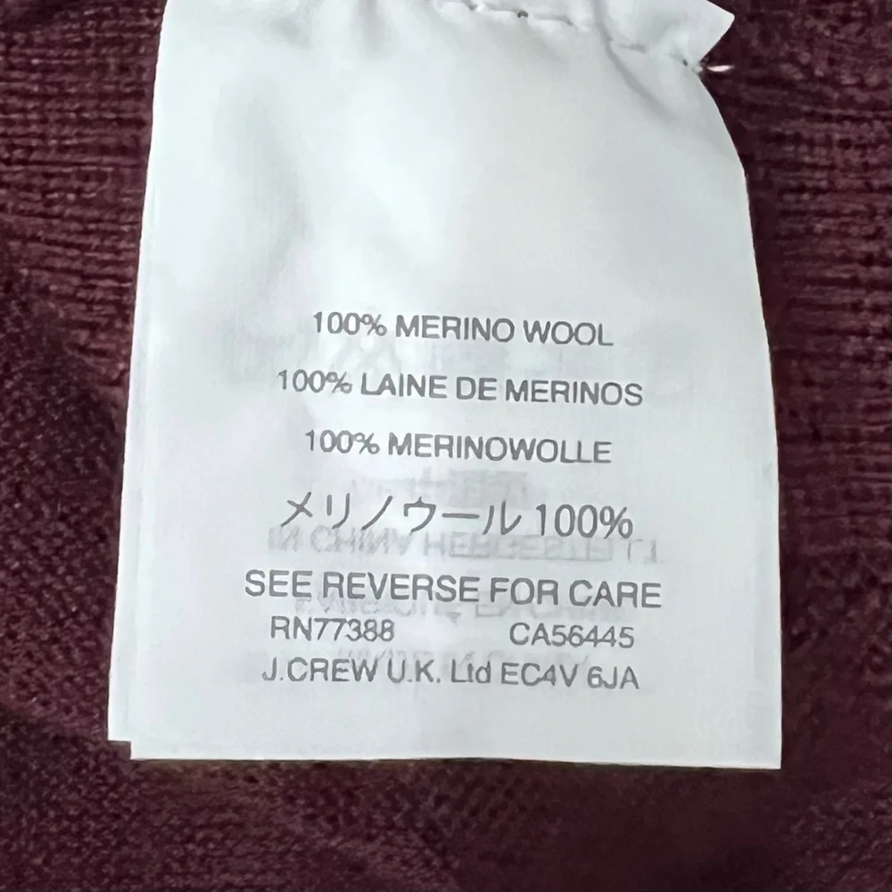 NWT J.Crew Merino Wool Burgundy V-Neck Tunic Sweater Drawstring Cuff Bell Sleeve